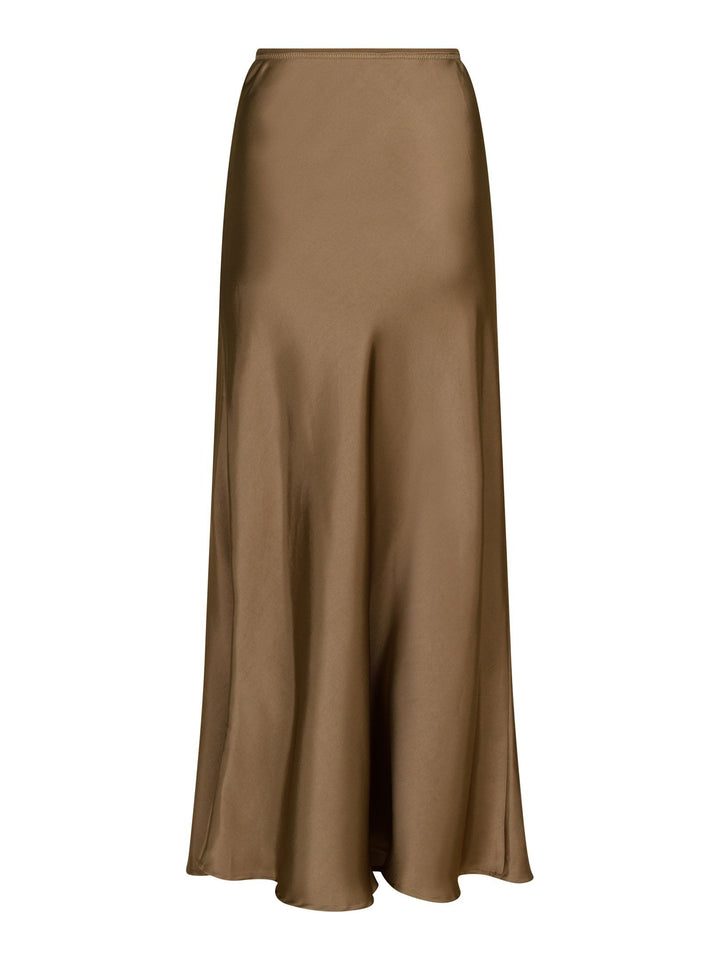 Neo Noir - Vicky Heavy Sateen Skirt - Dark Taupe