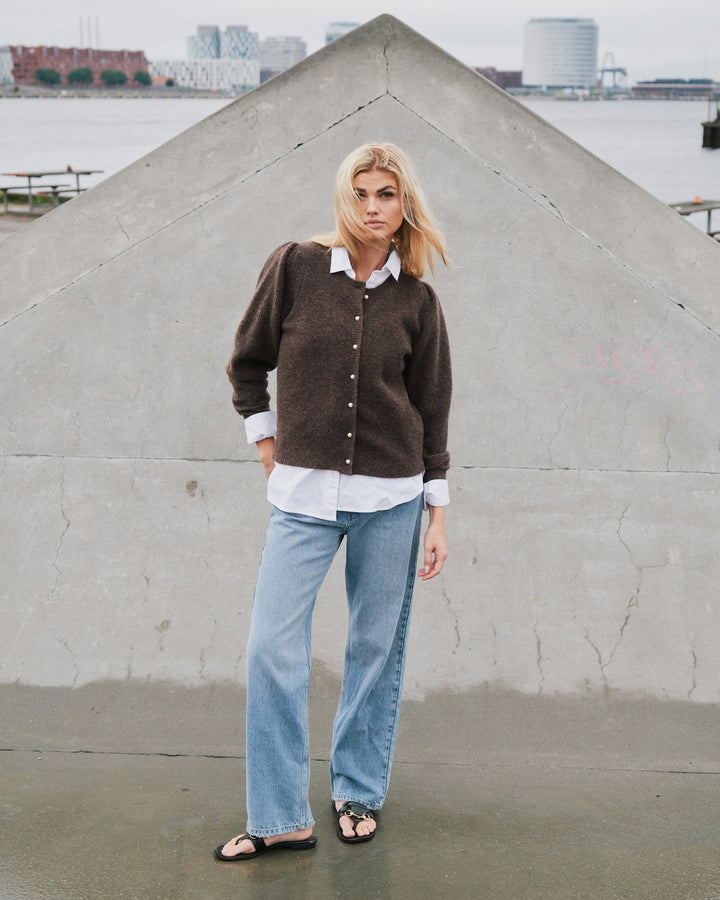 Neo Noir - Nuna Knit Cardigan - Brown Melange
