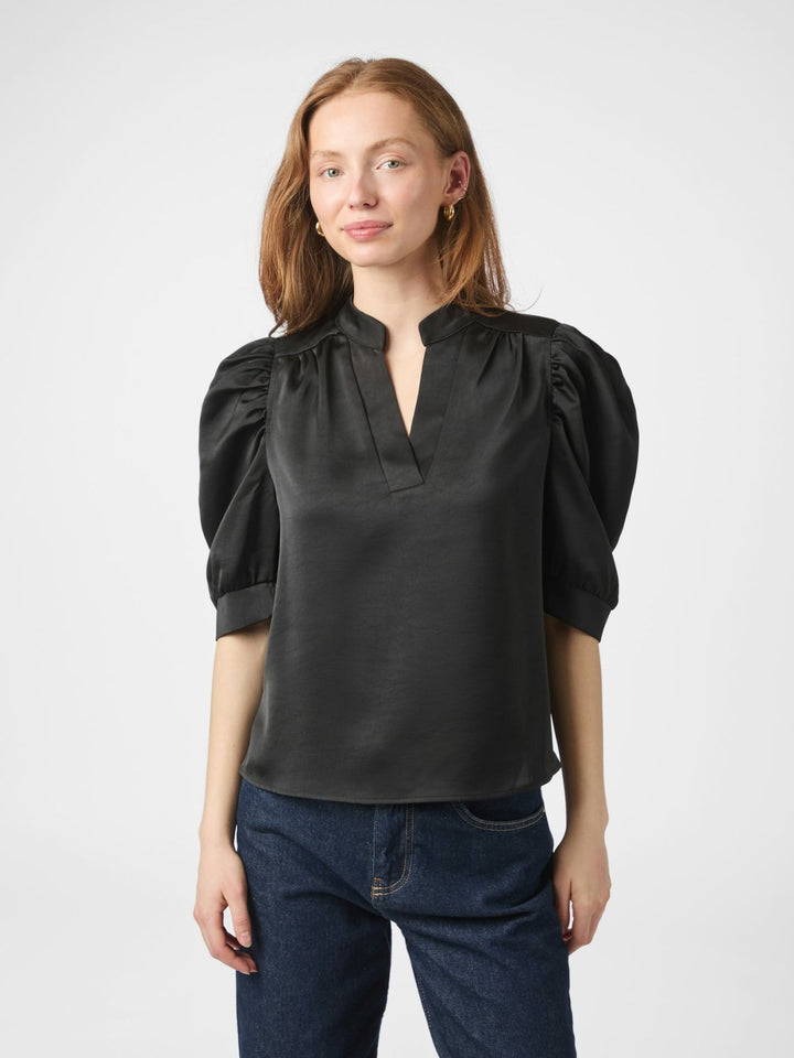 Neo Noir - Roella Heavy Sateen Blouse - Black