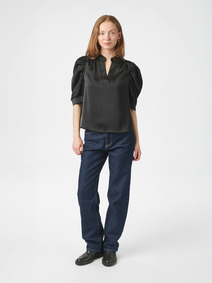 Neo Noir - Roella Heavy Sateen Blouse - Black