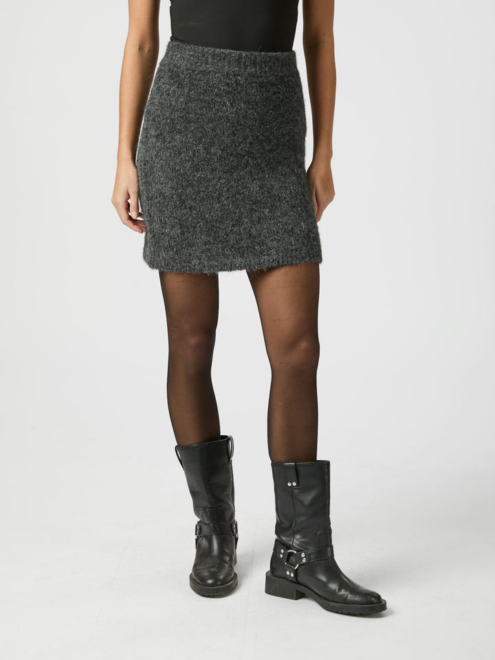 Neo Noir - Naria Fluffy Knit Skirt - Antracit