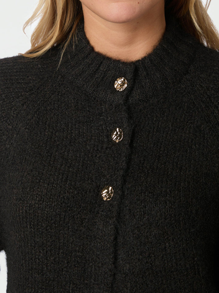 Neo Noir - Benuta Fluffy Knit Cardigan - Dark Brown