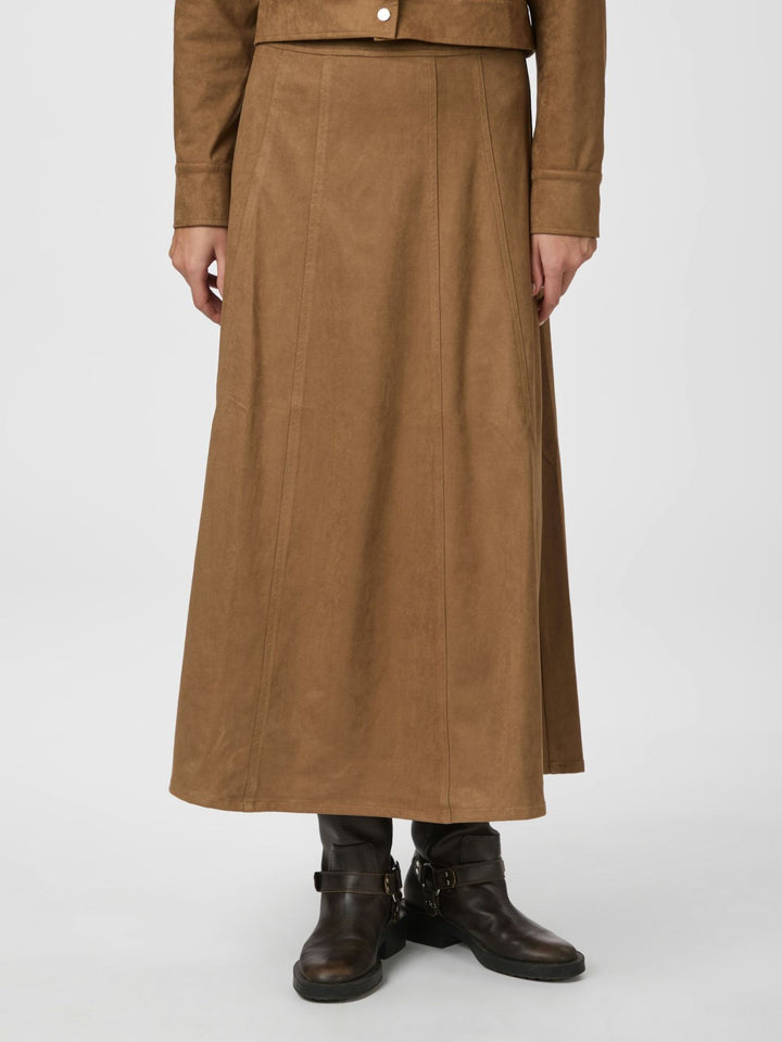 Neo Noir - Raya Faux Suede Skirt - Cognac