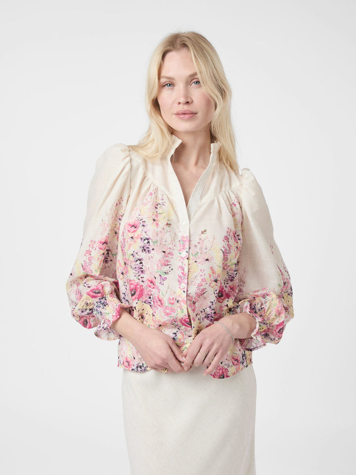 Neo Noir - Calloma Flower Print Blouse - ivory