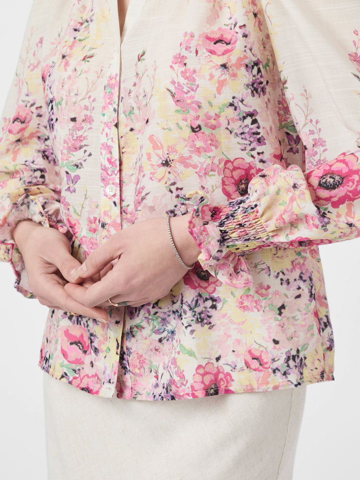 Neo Noir - Calloma Flower Print Blouse - ivory