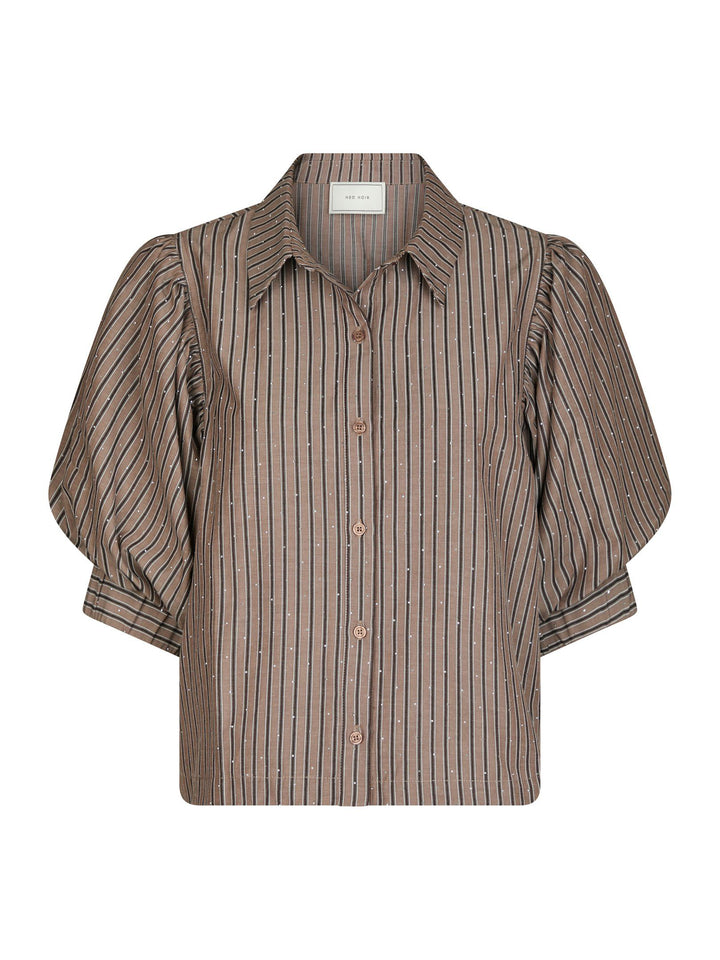 Neo Noir - Etta Soft Stripe Stone Shirt - Brown