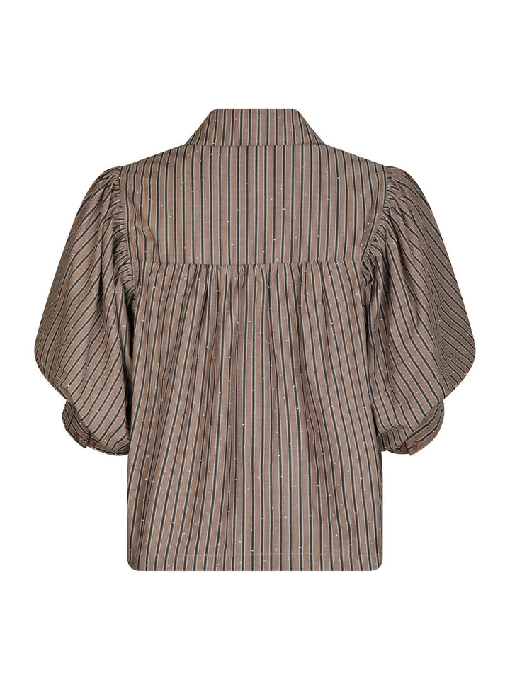 Neo Noir - Etta Soft Stripe Stone Shirt - Brown