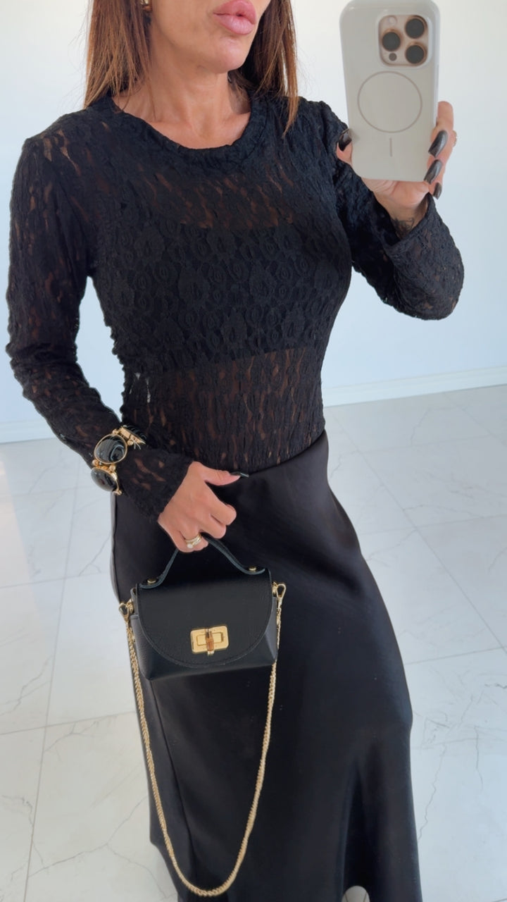 FLORENTINA - Spetsbody - Black