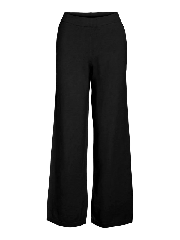 POLLY - Knit Wide Pants - Black