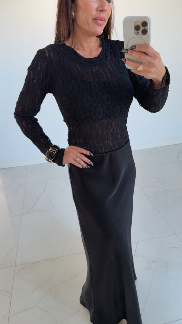 FLORENTINA - Spetsbody - Black