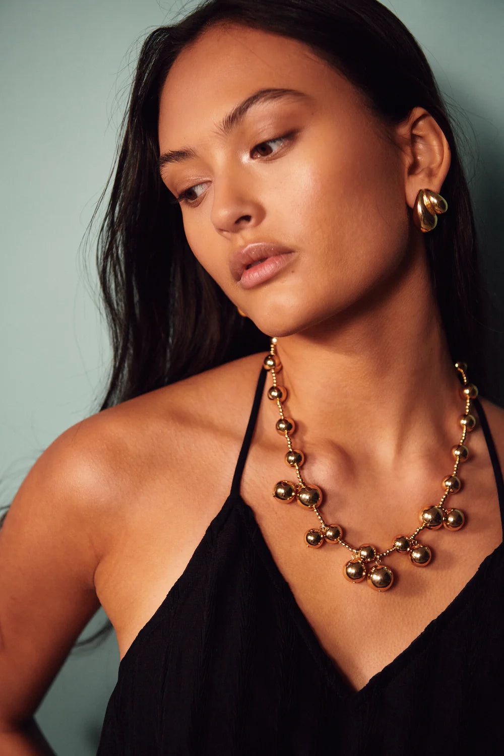 BOW 19 - Bead Multi Necklace - Guld