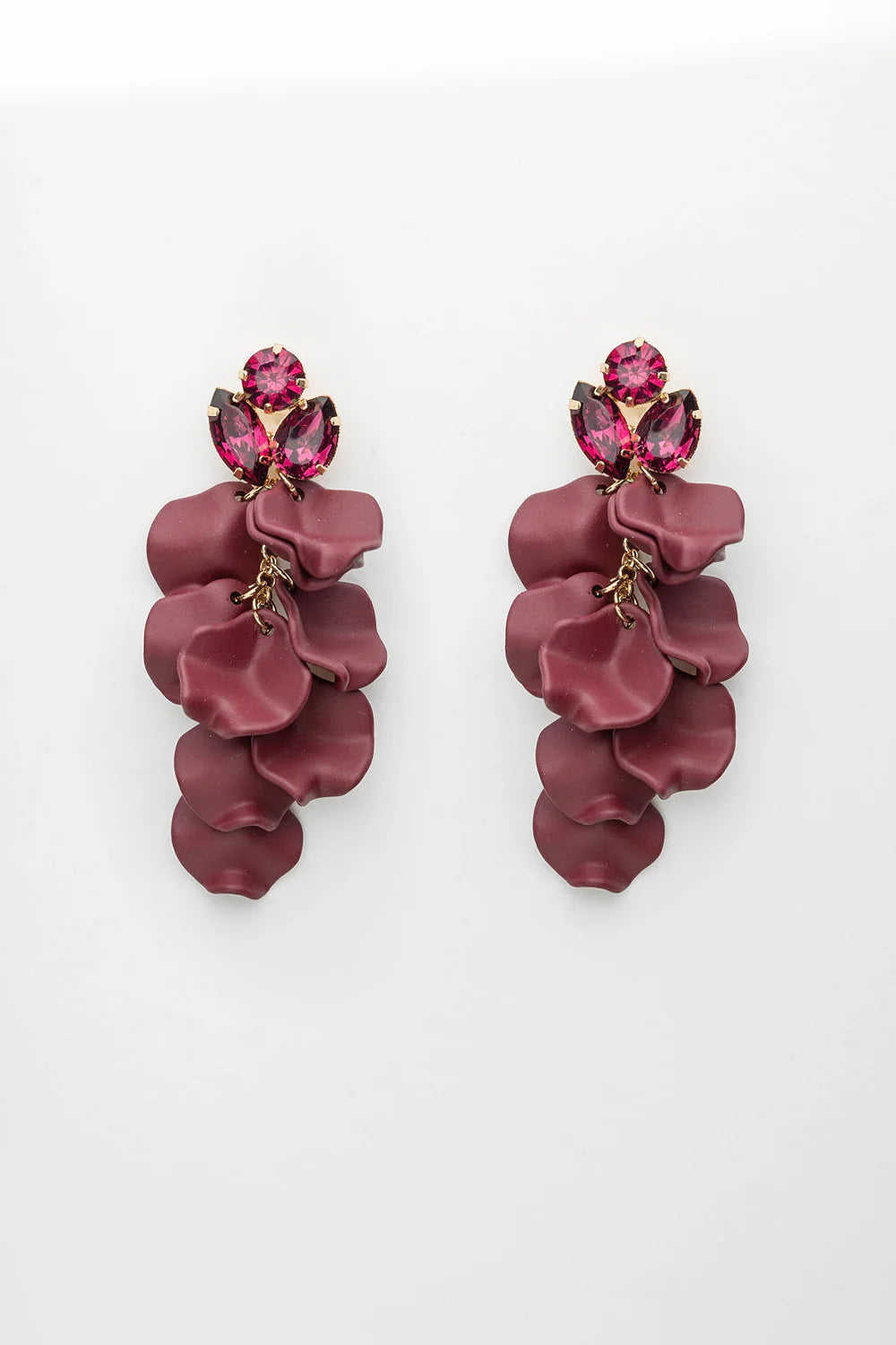 BOW 19 - Leaf Stone earring - Burgendy