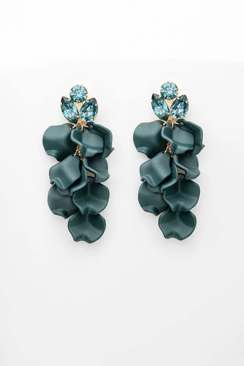 BOW 19 - Leaf Stone earring - Dark Green