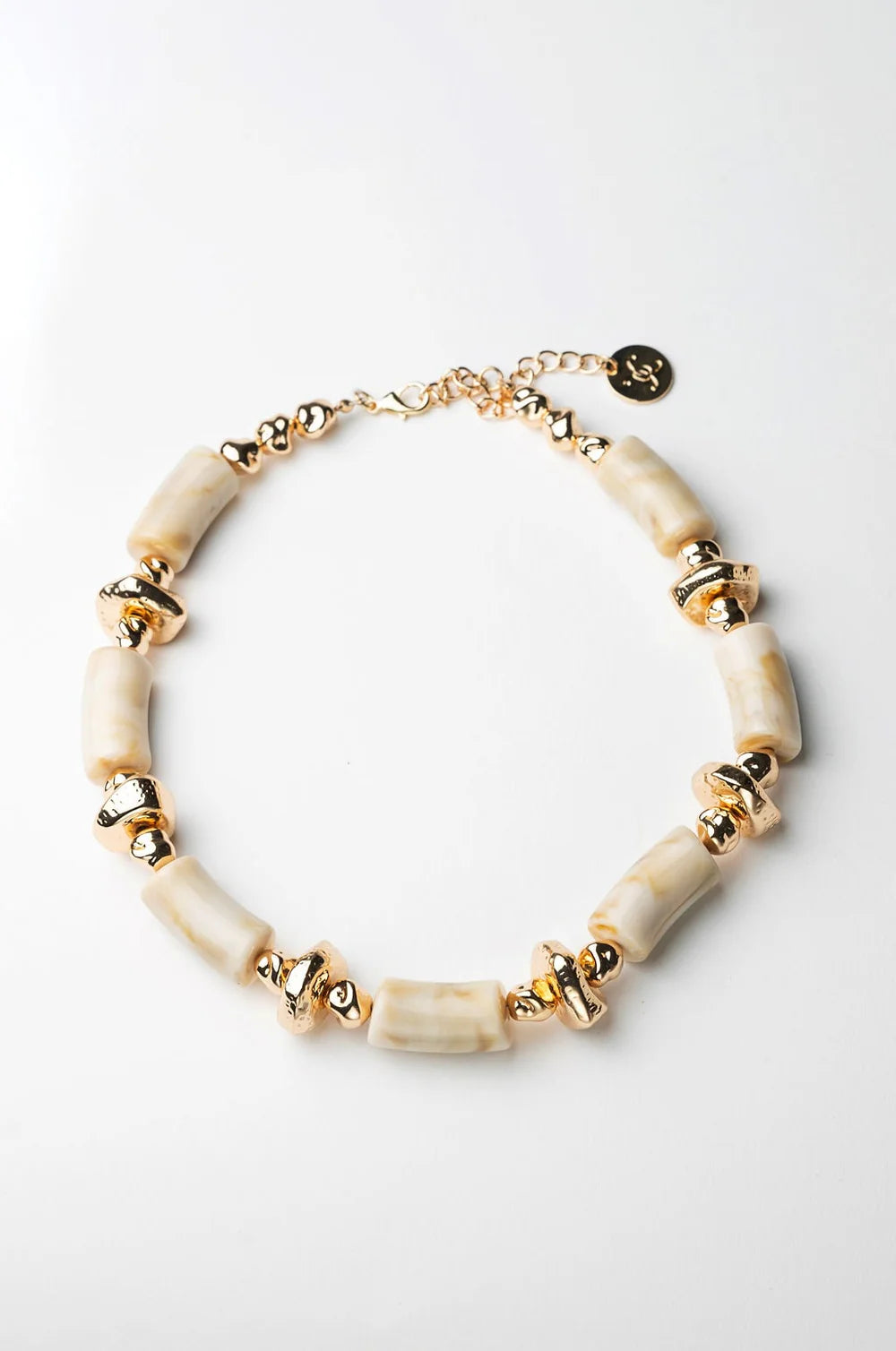 BOW 19 - Luna Bead Necklace - Beige Melange