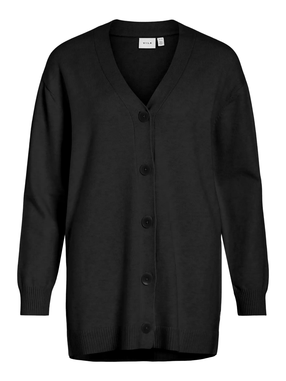 POLLY - Long button Knit Cardigan - Black