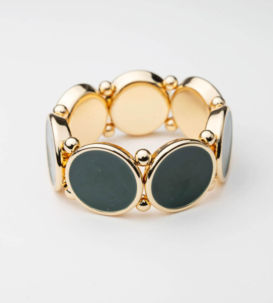BOW 19 - Ava Elastic Bracelet - Guld/Dark Green