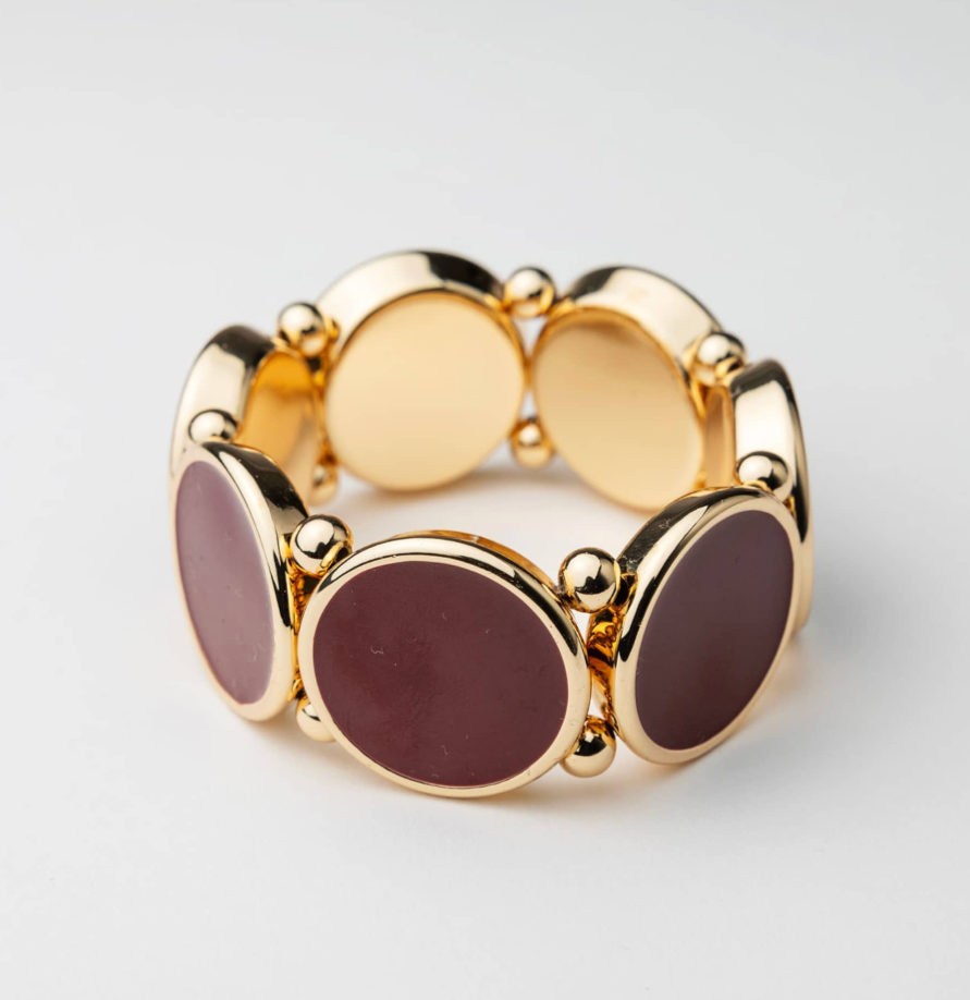 BOW 19 - Ava Elastic Bracelet - Guld/Wine