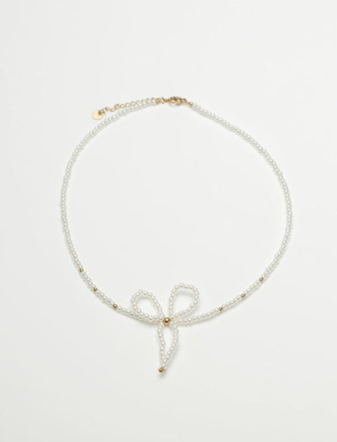 BOW 19 - Bow Pearl Necklace - Sötvattenspärlor