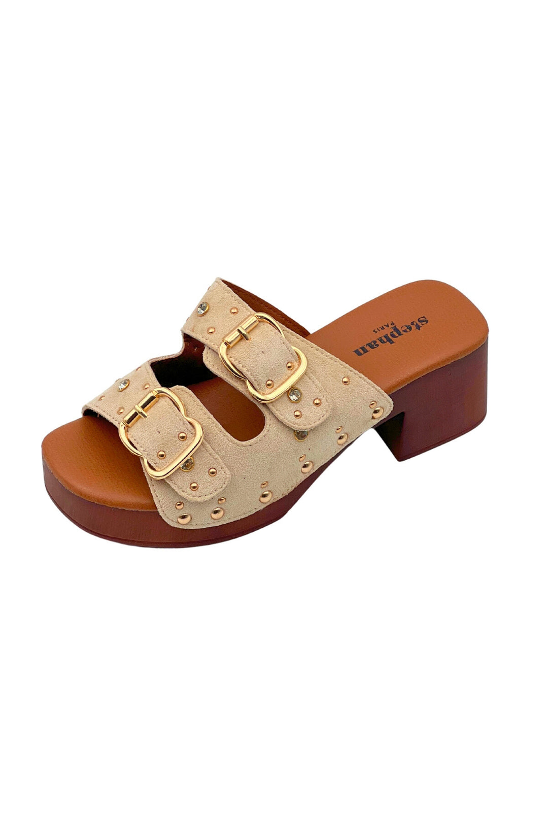 DACY - Sandalett med nitar och spänne - Beige