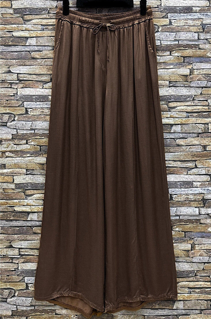 ELLA - Satin Byxa - Mörk Choklad