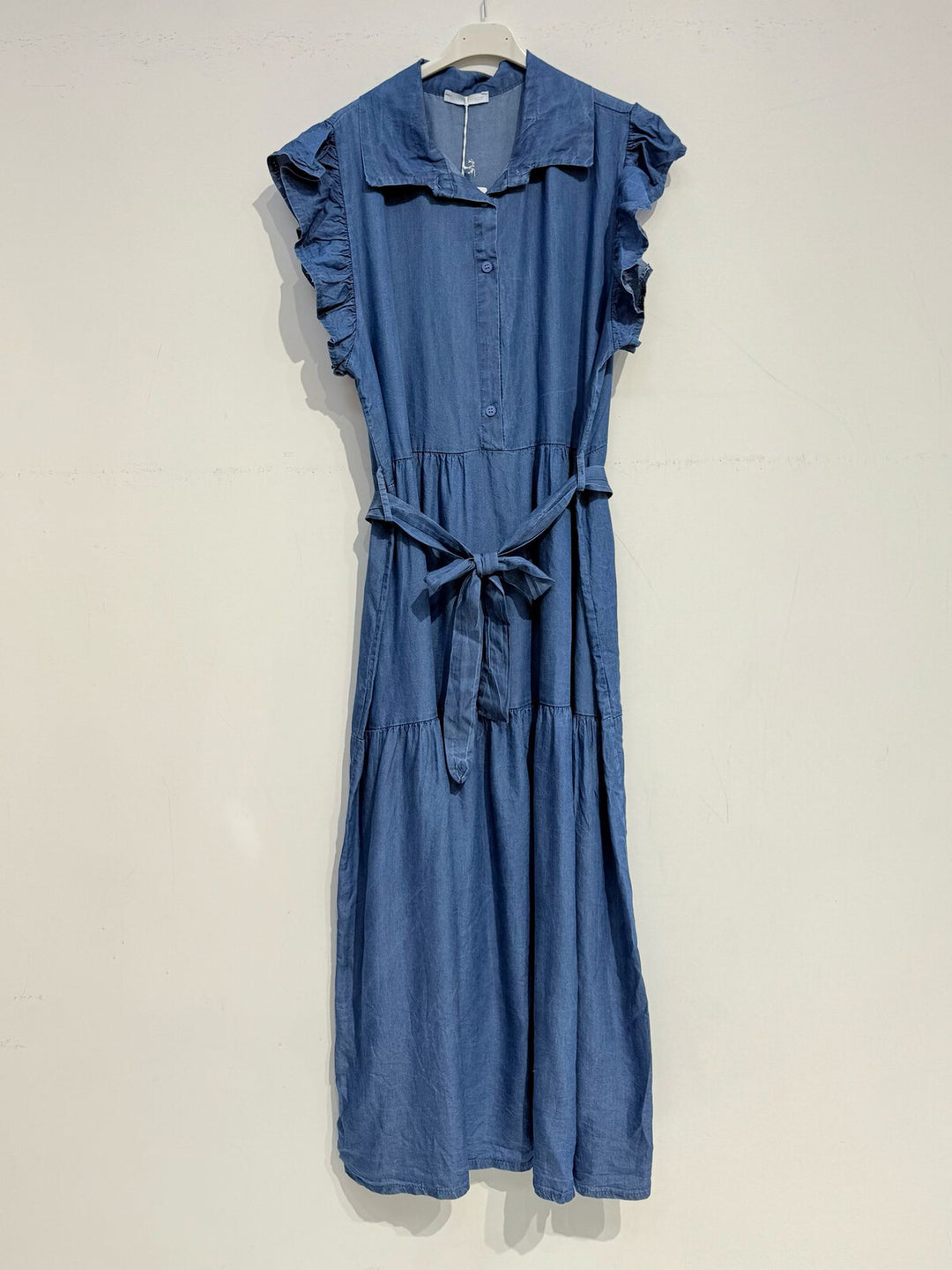 SARA - Långklänning i i Tencel - Blå Denim