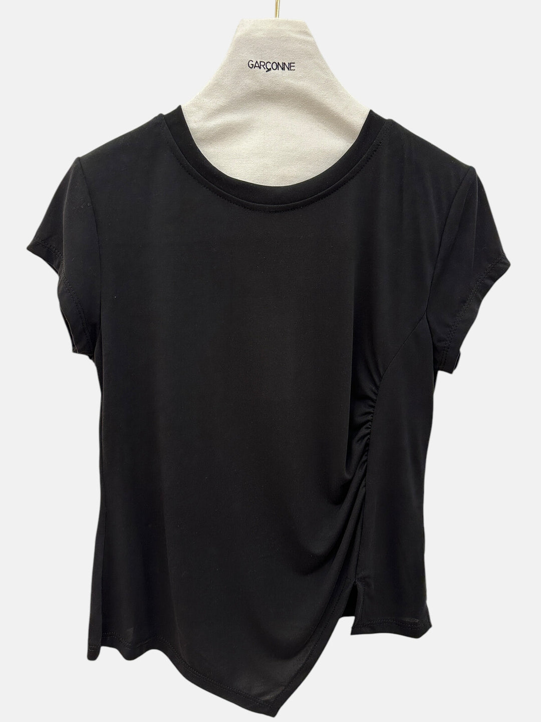 CELESTE - T-shirt med osymetriskt avslut - Svart
