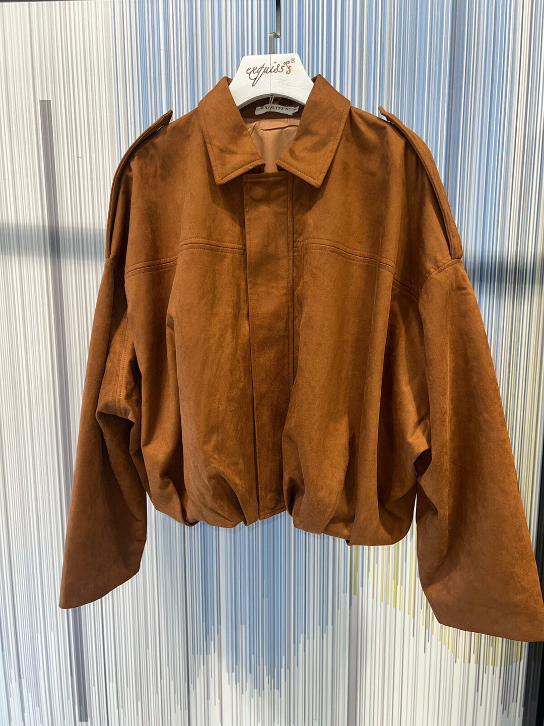 SIDNEY - Faux Suede Bomberjacket - Cognac