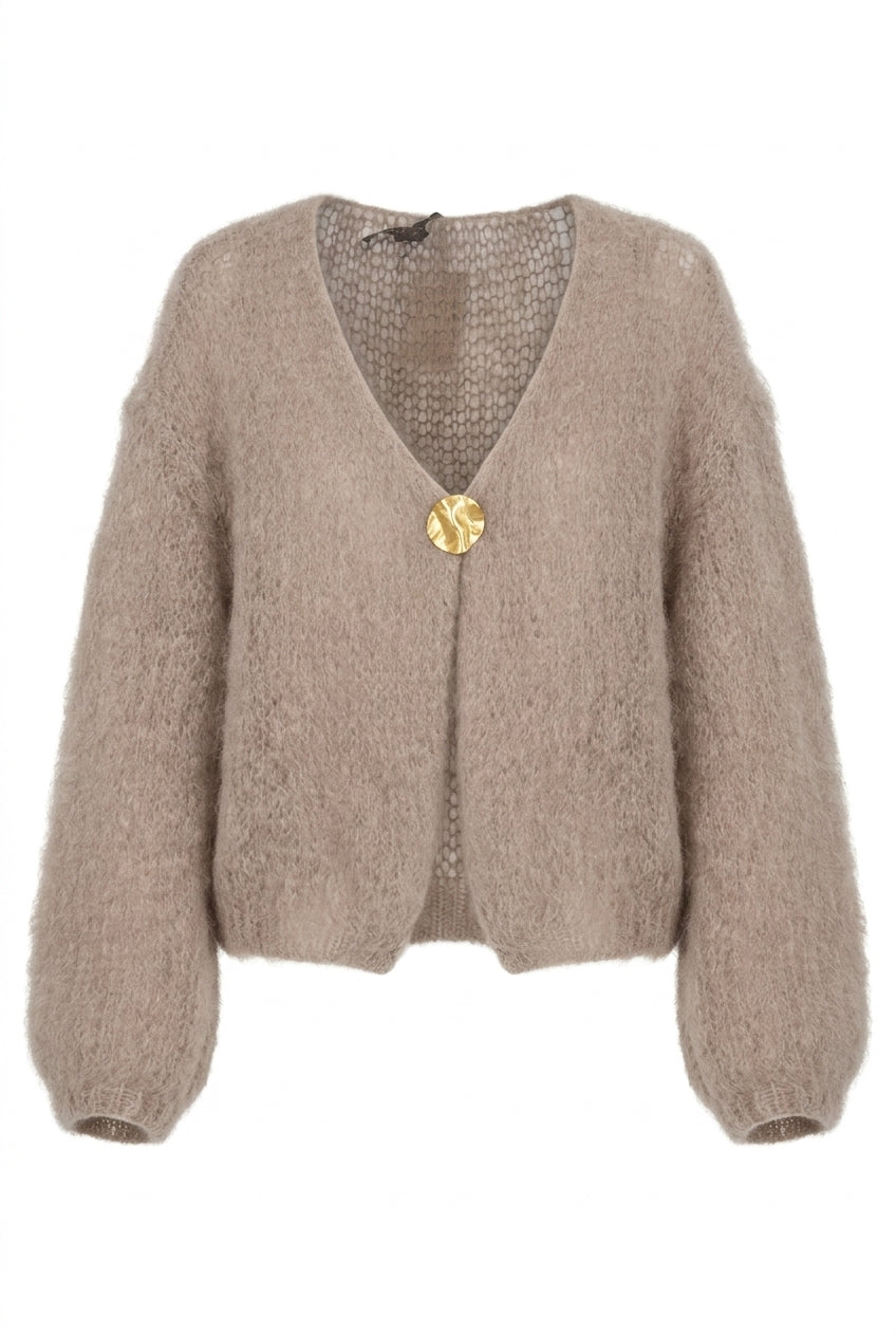 Honey & Haze - Chloé Kid Mohair Cardigan - Taupe