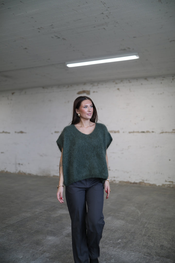 POLLY - Fluffy Mohair Sweater - Army