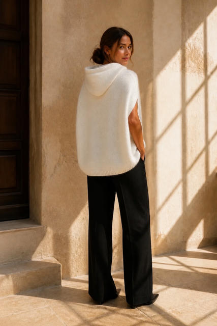 Honey & Haze - Zoé Mohair Hoodie Vest - Winter White