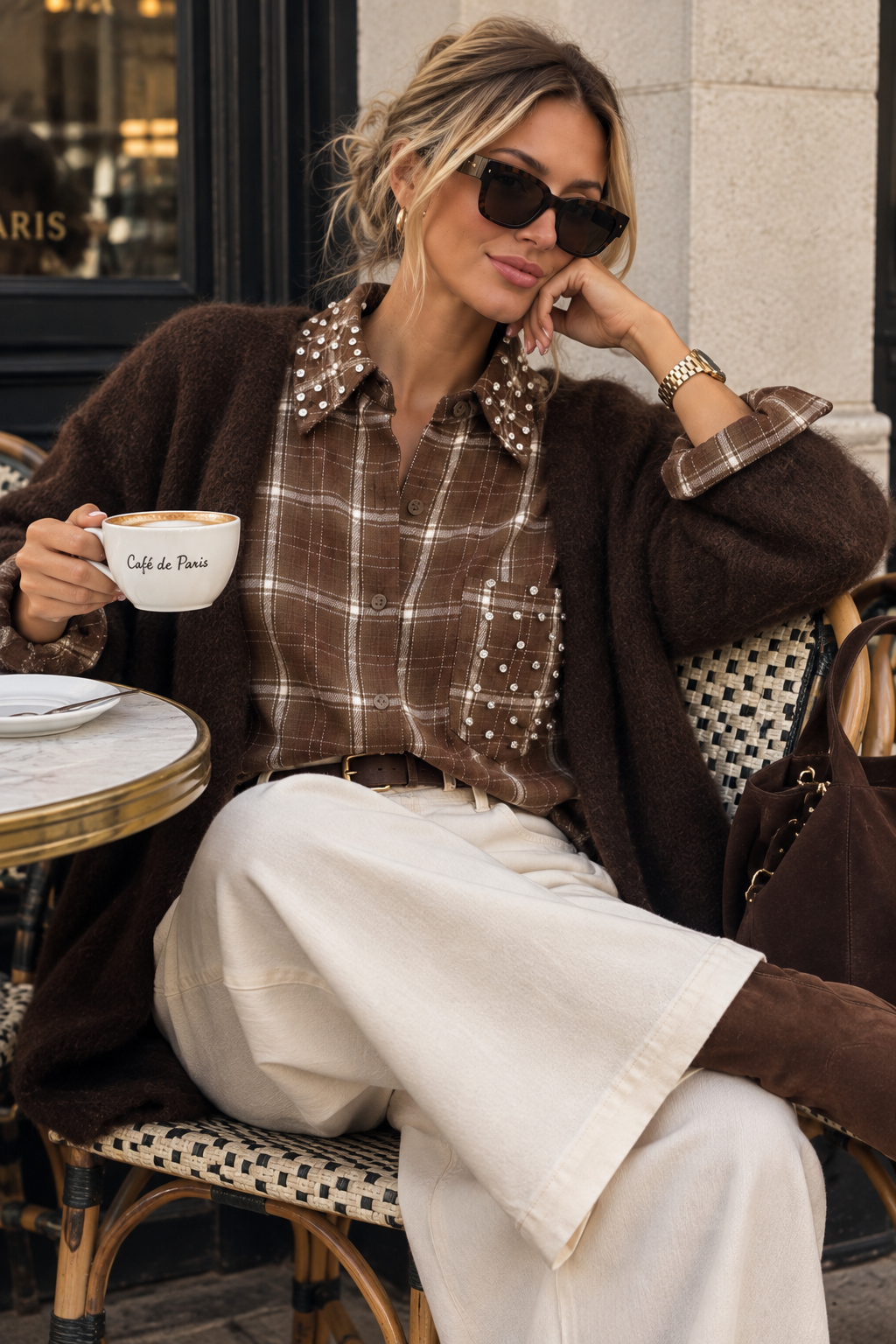 Spark - Check Shirt w sparkels - Brown