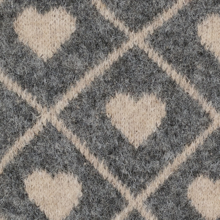 LOVELY - Turtle neck knit heart jumper - Grey/Beige