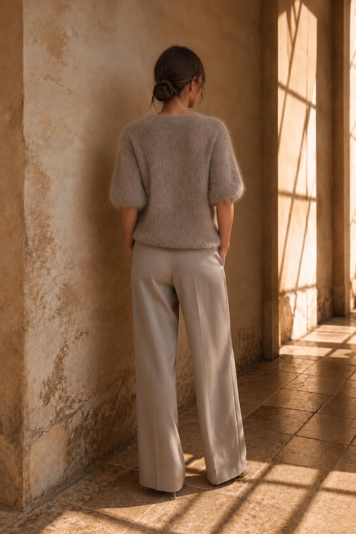 Honey & Haze - Céline Kid Mohair Cardigan w crystal buttons - Taupe