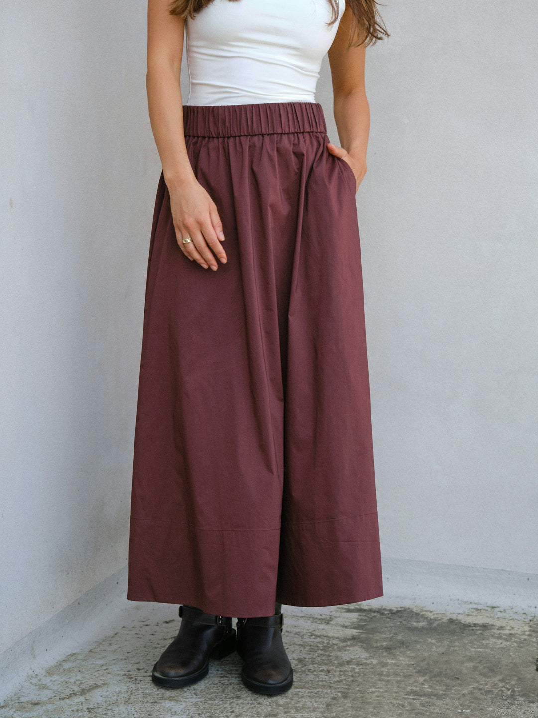 Neo Noir - Yara Poplin Skirt - Burgundy
