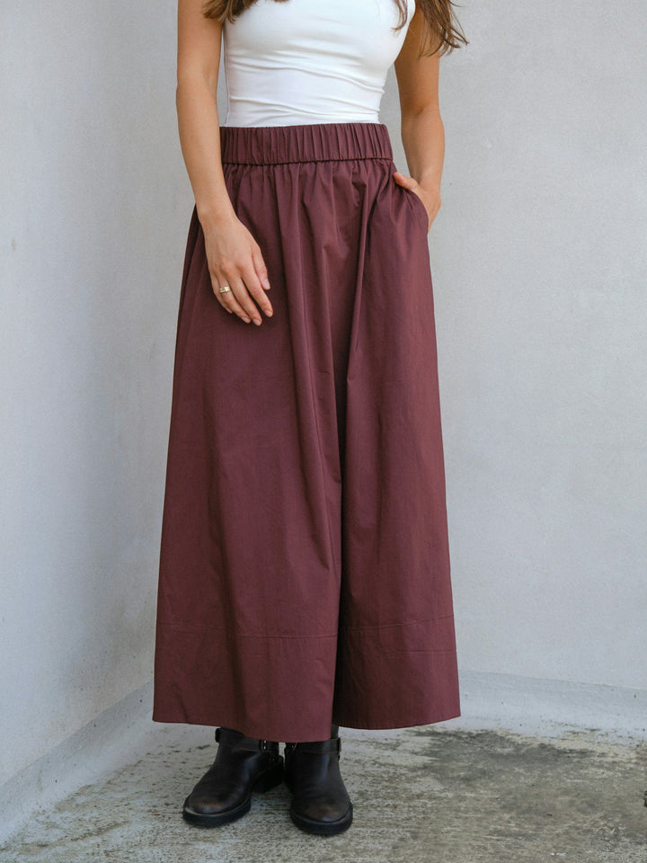 Neo Noir - Yara Poplin Skirt - Burgundy