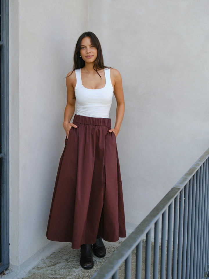 Neo Noir - Yara Poplin Skirt - Burgundy