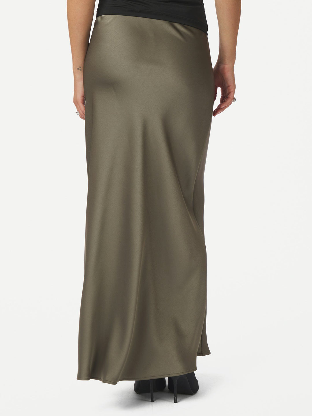 Neo Noir - Vicky Heavy Sateen Skirt - Cold Army