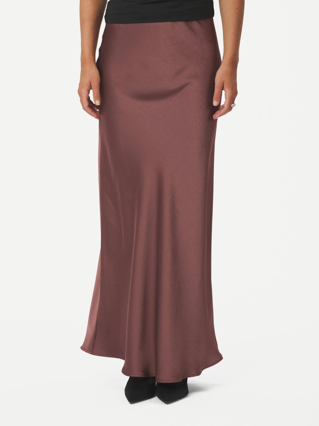 Neo Noir - Vicky Heavy Sateen Skirt - Dark Rose