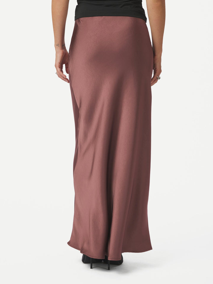 Neo Noir - Vicky Heavy Sateen Skirt - Dark Rose