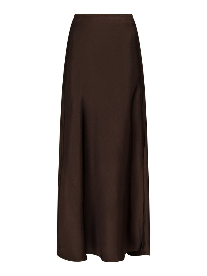 Neo Noir - Vicky Heavy Sateen Skirt - Dark Brown