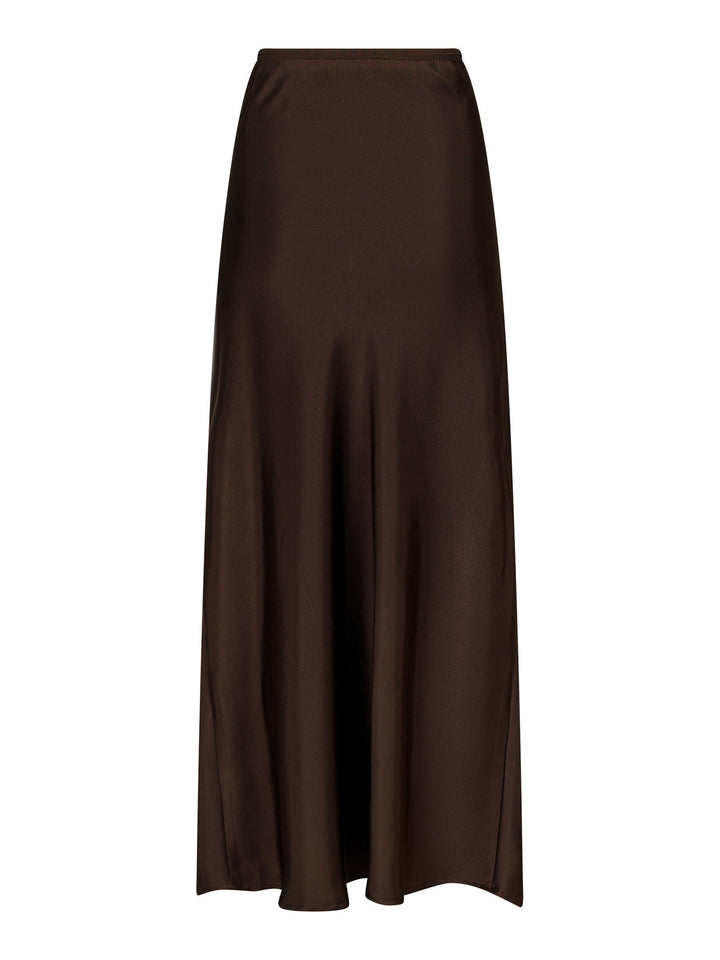 Neo Noir - Vicky Heavy Sateen Skirt - Dark Brown