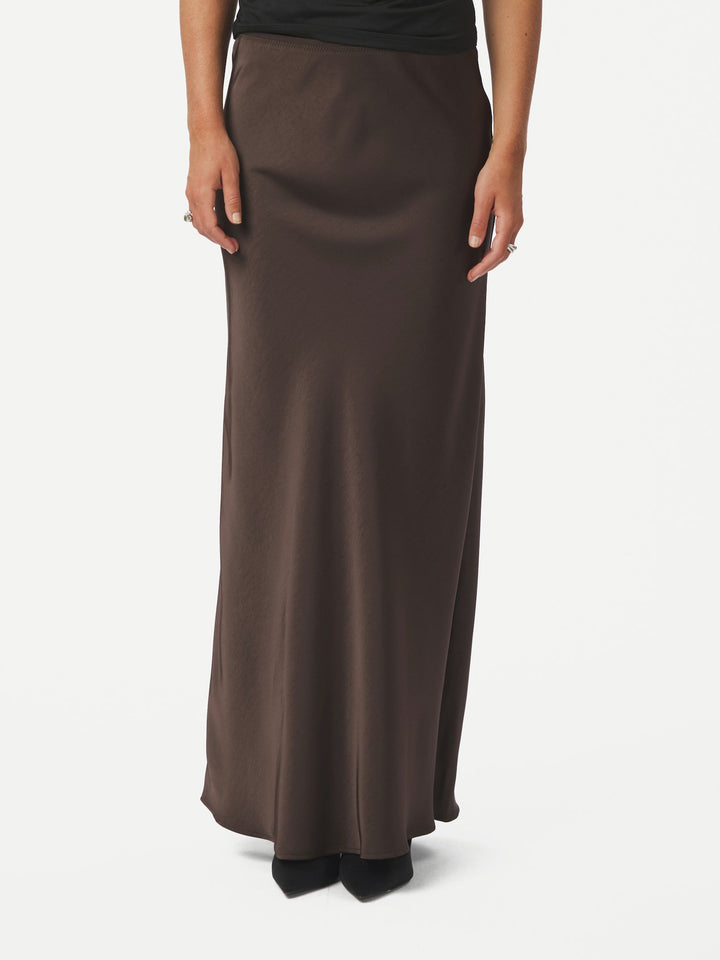 Neo Noir - Vicky Heavy Sateen Skirt - Dark Brown
