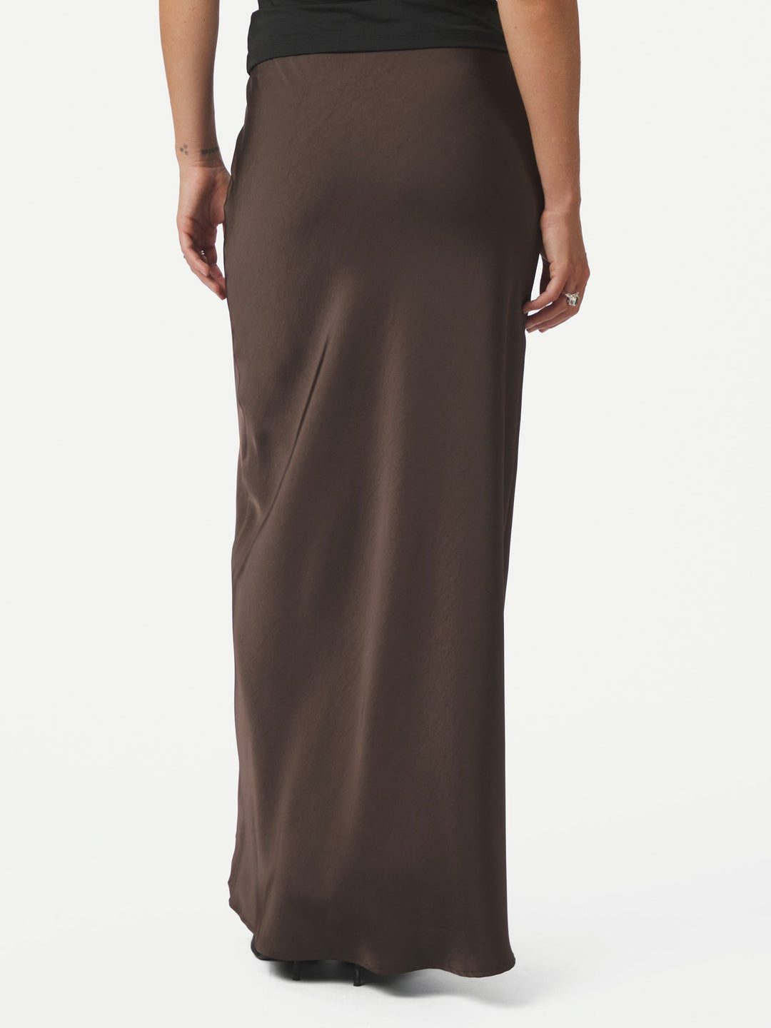 Neo Noir - Vicky Heavy Sateen Skirt - Dark Brown
