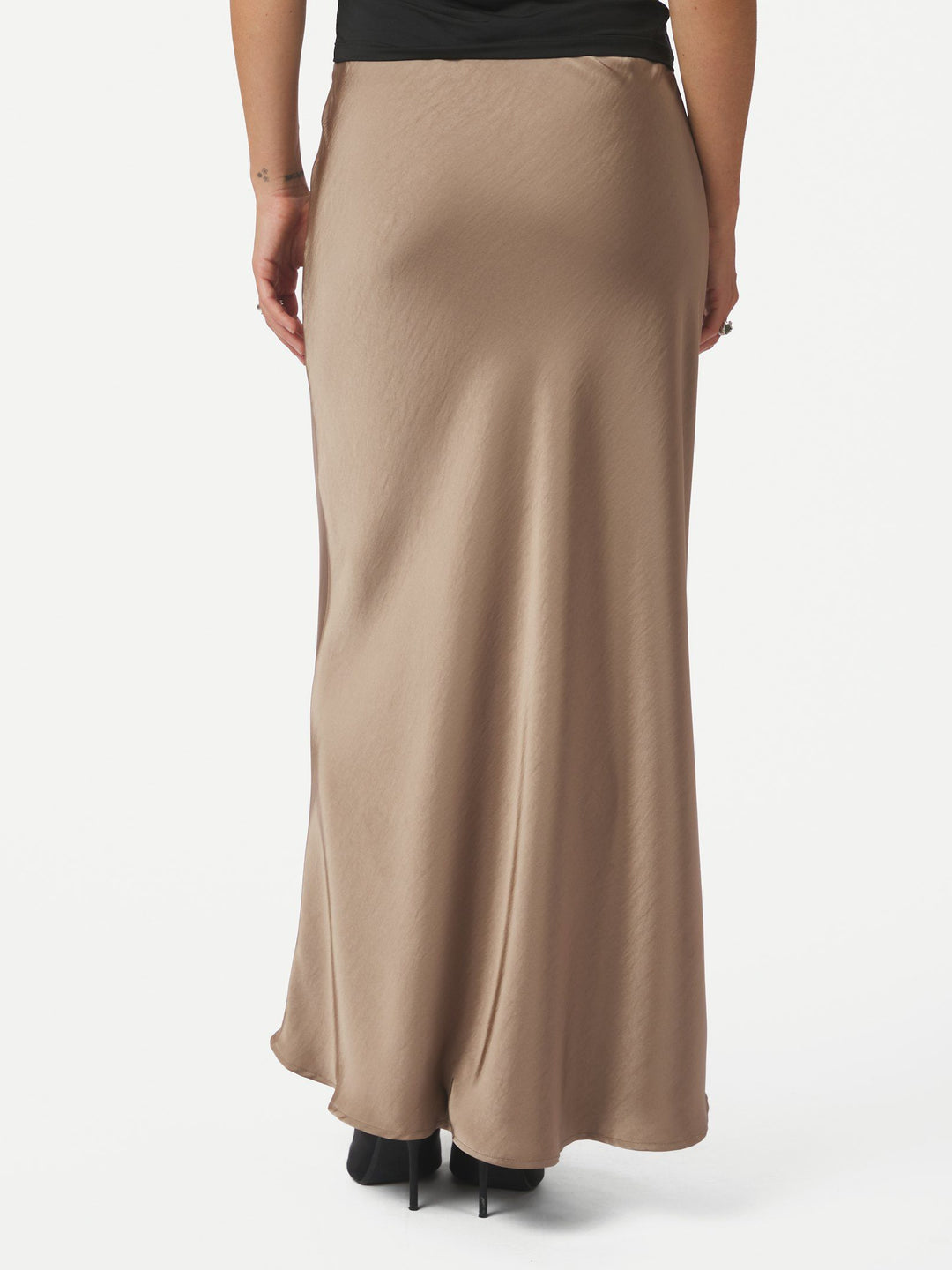 Neo Noir - Vicky Heavy Sateen Skirt - Dark Taupe