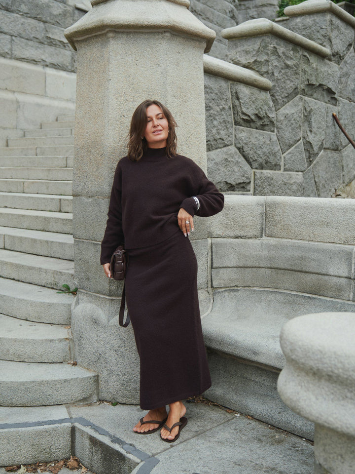 Neo Noir - Paulina Knit Blouse - Dark Brown