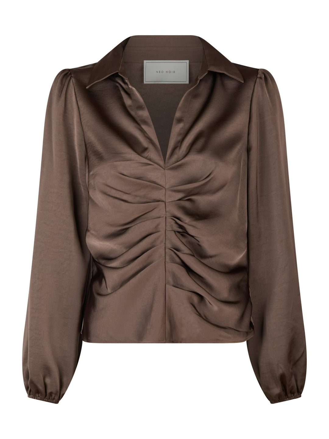 Neo Noir - Mille Heavy Sateen Blouse - Dark Brown