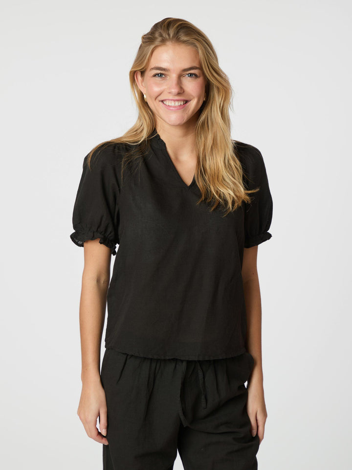 Neo Noir - Odesa Linen Blouse - Black