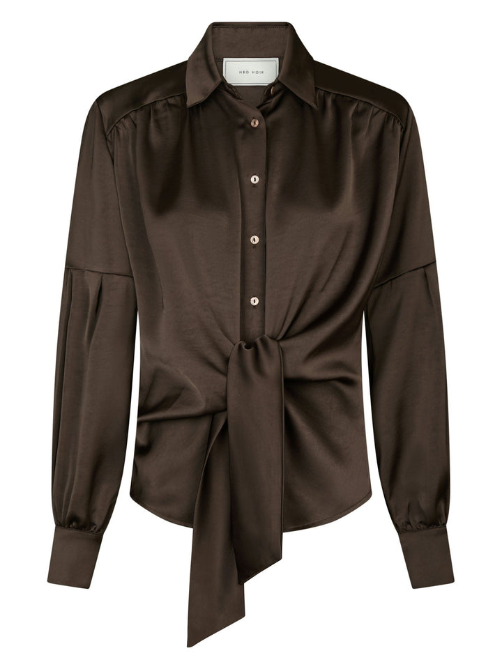 Neo Noir - Naja Satin Shirt - Dark Brown