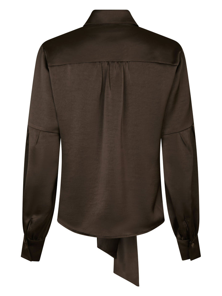 Neo Noir - Naja Satin Shirt - Dark Brown