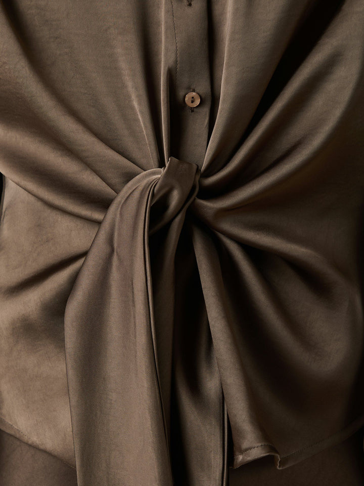 Neo Noir - Naja Satin Shirt - Dark Brown